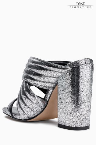 Silver Signature Leather Mules